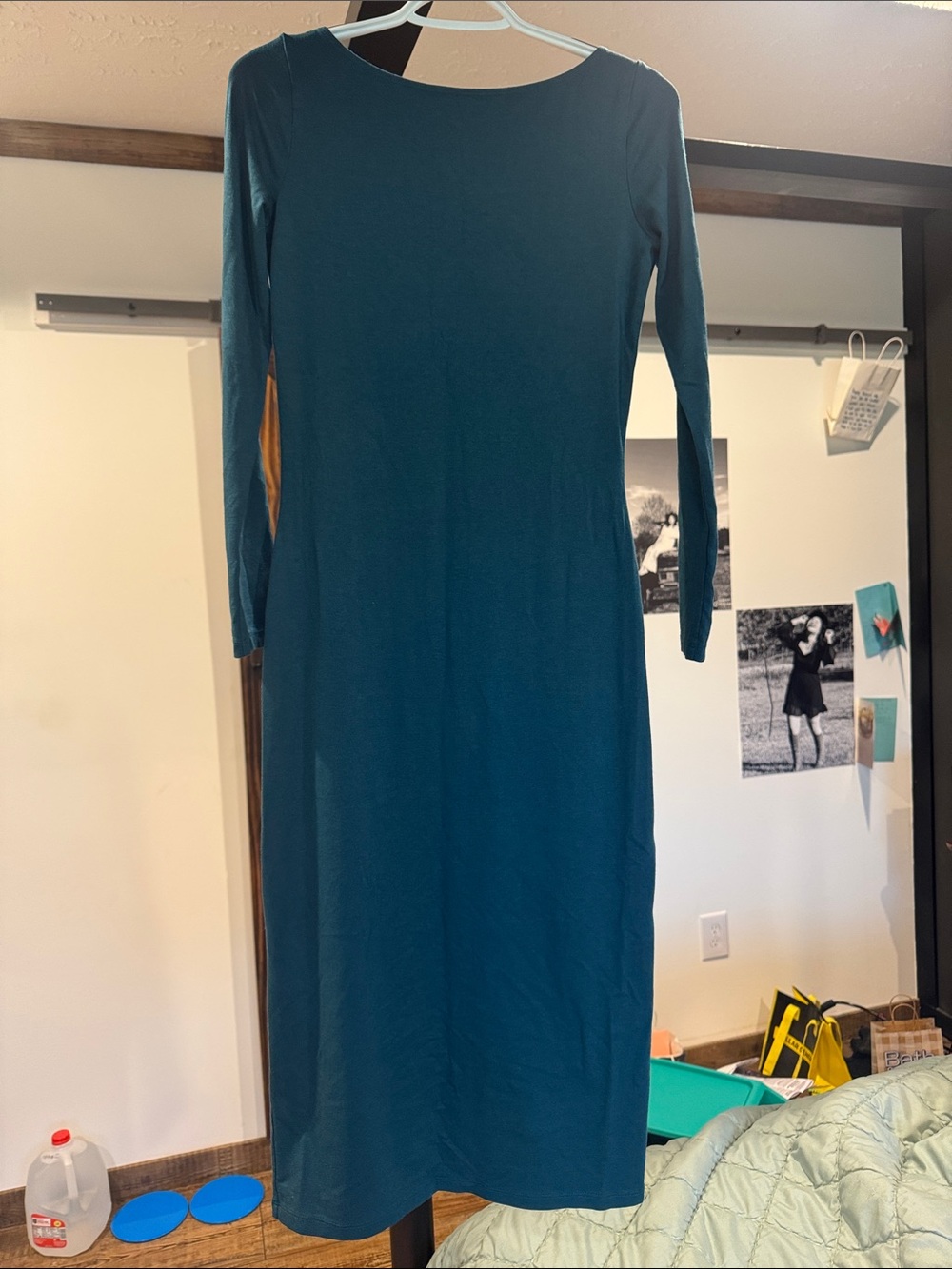 Women's Teal Long Sleeve Dress - Classic